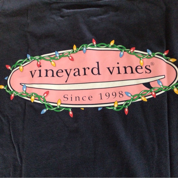 Men’s Vineyard Vines Christmas Long Sleeve T-shirt.  Size Large.  Dark Blue. - Picture 3 of 5